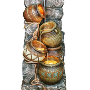English Elm 43" Polyresin Indoor/Outdoor Water Fountain with Multicolor Potter Pitchers & 4 LED Lights, Textured Finish B072116412