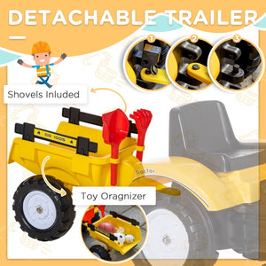 English Elm Aosom Kids Pedal Ride on Excavator Toy with Digging Bucket and Detachable Trailer W2225P217064