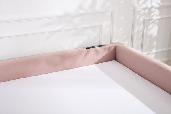 English Elm Upholstered Velvet Daybed with Pull Out Trundle Diamond Tufted Guest Bedroom Sofa Pink W1361S00066