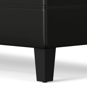 English Elm Afton Upholstered Storage Ottoman Bench in Midnight Faux Leather with Lift-Top Storage & Hinge Safety Black B136P159230