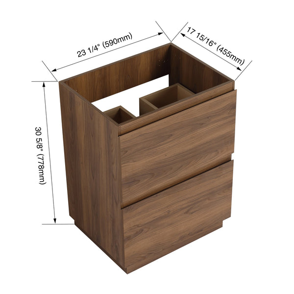 English Elm 24" Engineered Wood Bathroom Vanity with Dual Drawers, Freestanding Storage Cabinet, 24" x 18" x 35" Brown W1972P188244