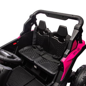 English Elm 24v Two Seat Kids Electric Utv with Parental Remote Suspension Off Road Ride On Pink W1578P184801