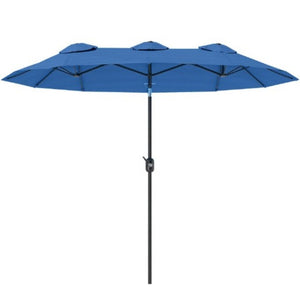 English Elm Outdoor Patio Umbrella Double Canopy 12 Rib Steel Frame with Tilt Vented Top T3971P425633