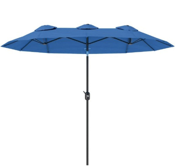 English Elm Outdoor Patio Umbrella Double Canopy 12 Rib Steel Frame with Tilt Vented Top T3971P425633