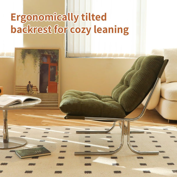English Elm Modern Wingback Accent Chair Faux Leather Upholstery Chrome X Frame Living Room Green W2105P440976
