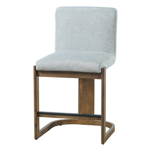 English Elm Modern Linen Upholstered Counter Stools Set of 2 with Rubberwood Legs for Kitchen Island Light Grey,Walnut N762P395711G