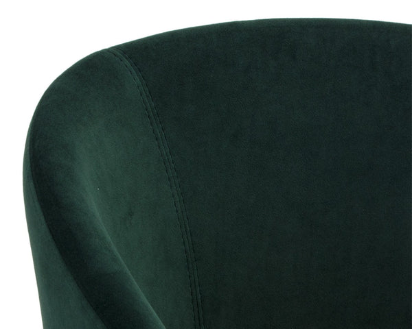 Sunpan THATCHER Dining Armchair in Deep Green Sky - Modern Barrel-Back Design with Black Steel Frame 104965