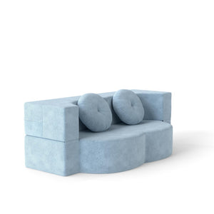 English Elm Folding Foam Futon Sofa Sleeper Twin Size Floor Lounger for Guest or Studio Use Light Blue W2353P388489