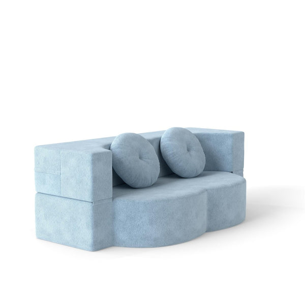 English Elm Folding Foam Futon Sofa Sleeper Twin Size Floor Lounger for Guest or Studio Use Light Blue W2353P388489