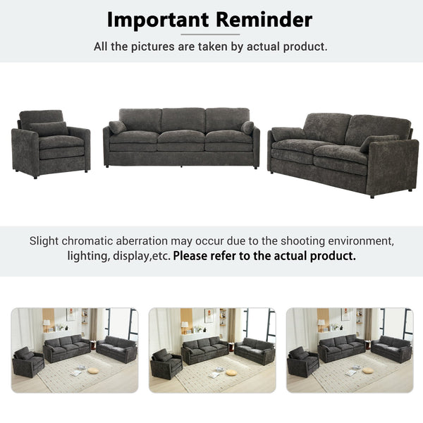 English Elm Cozy Oversized Upholstered Sofa Set - Plush Comfort With Double Cushion Support For Modern Living Rooms N719S001921E