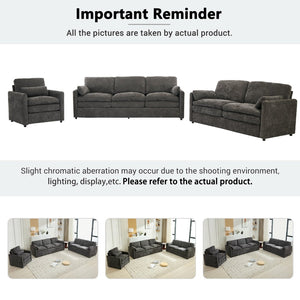 English Elm 101.2" Modular Chenille Sectional Sofa with Tufted Cushions and Deep Seating for Living Room Grey N719S001923E