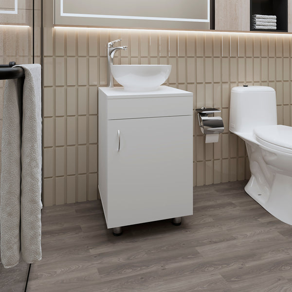English Elm FM Modern Floating Bathroom Vanity with Integrated Sink and Soft-Close Door for Sleek Storage White 28.35 L x 22.44 W x 11.42 H B128P293885