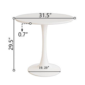 English Elm 31.5" White Tulip Dining Table – Mid-Century Round MDF Top with Pedestal Base, Seats 2-4 Comfortably W3732P356631