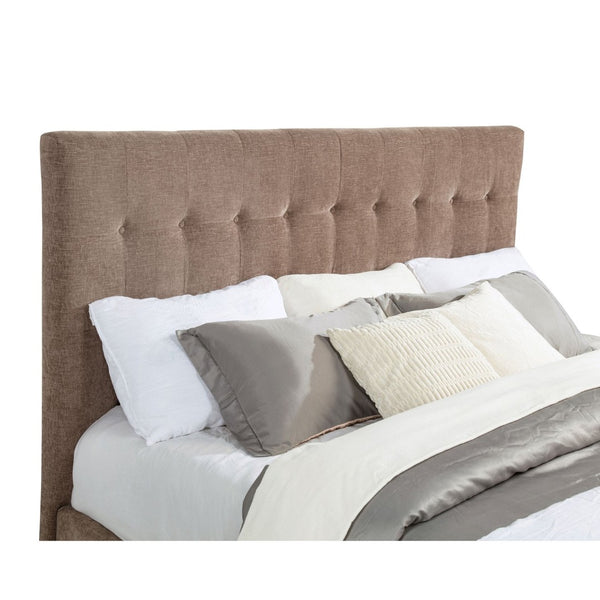 English Elm Crombie Queen Upholstered Bed with Flame Footboard Bluetooth Speaker Brown Fabric B062S01665