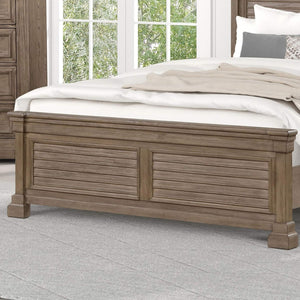 English Elm Transitional Eastern King Bed Shutter Panel Headboard Weathered Gray Elm Wood Frame B2741S00929