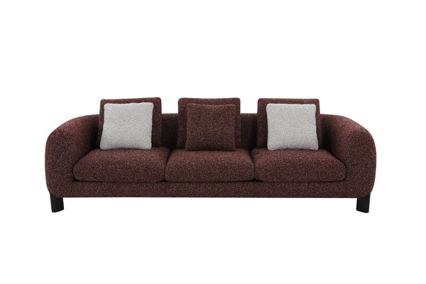 English Elm Mardi Maroon Tweed Sofa with 3 Accent Pillows — Burgundy Upholstery, Pine Frame, 660lb Capacity B2726P309301