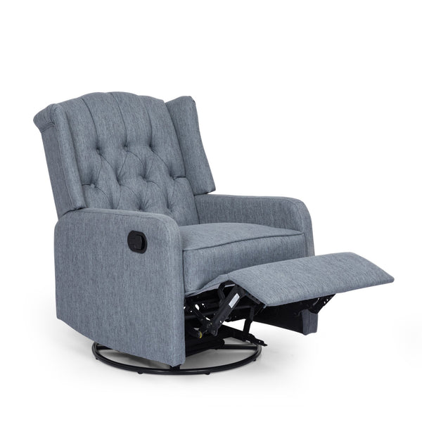 English Elm Christopher Knight Home® - Classic Linen Recliner Chair with 360° Swivel and Manual Recline, Durable Frame, Cozy Upholstery Charcoal 66842.00CHAR