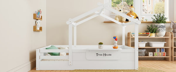 English Elm Twin Low Loft Bed Solid Pine Frame with Built-in Led Lighting and Storage Shelves Light White W1580P396332