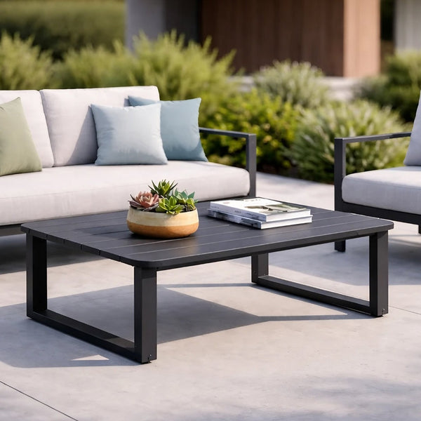 English Elm Fr-coffce-table Outdoor Aluminum Slatted Low Profile Patio Coffee Table Uv Resistant W5382P443777
