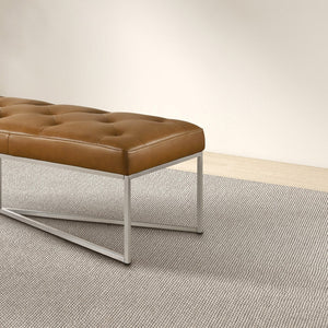 English Elm Harper Full-grain Leather Tufted Bench with Metal Base for Bedroom or Entryway B183P255200