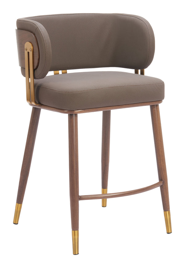 Zuo Modern Brew Counter Stool In Brown & Walnut - Stylish Faux Leather Design For Modern Bars & Interiors Brown 100% Polyurethane,Plywood,Steel 110825-zuo-modern