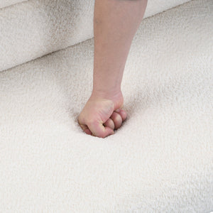 English Elm Christopher Knight Home® - Upholstered Bouclé Dining Bench with 330lb Capacity, Easy Assembly, Sponge Seat, Rubber Wood Legs Beige,Brown N779P292154A