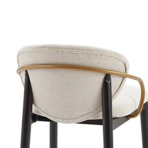 English Elm Counter Stools Set of 2 Matte Black Metal Frame Gold Tipped Legs Kitchen Island Seating Beige N771P405166M