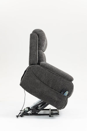 English Elm Oversized Power Lift Recliner with Heat Massage Lay Flat Design and Usb Charging Port Grey W547S00080