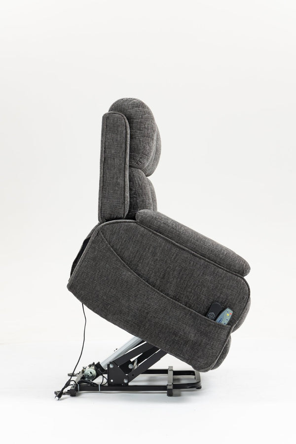 English Elm Oversized Power Lift Recliner with Heat Massage Lay Flat Design and Usb Charging Port Grey W547S00080