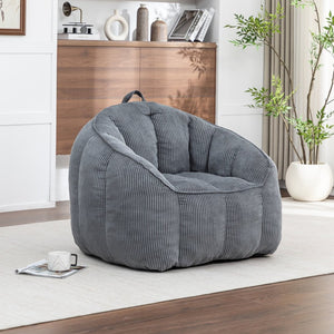 English Elm Giant Corduroy Bean Bag with Armrests Shredded Foam Lounge Chair for Living Room Dark Gray W2200P442623