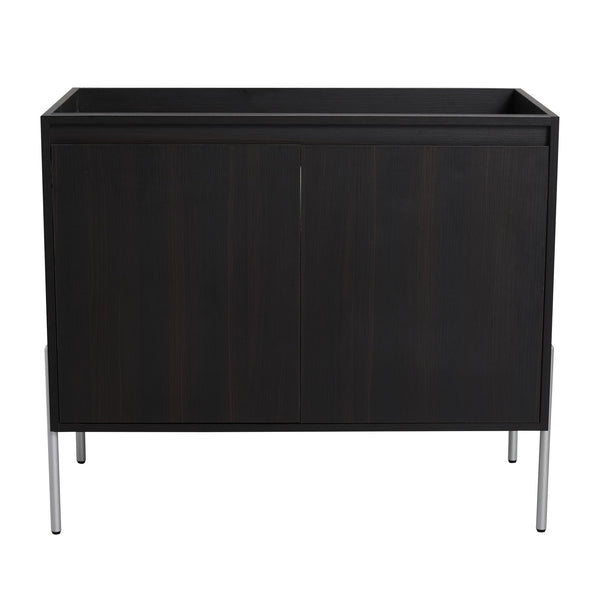 English Elm 36" Freestanding Bathroom Vanity Cabinet, Slim 37x21x6.3" Storage Console with Soft-Close Doors, KD Package Excluding Sink W1972P243177