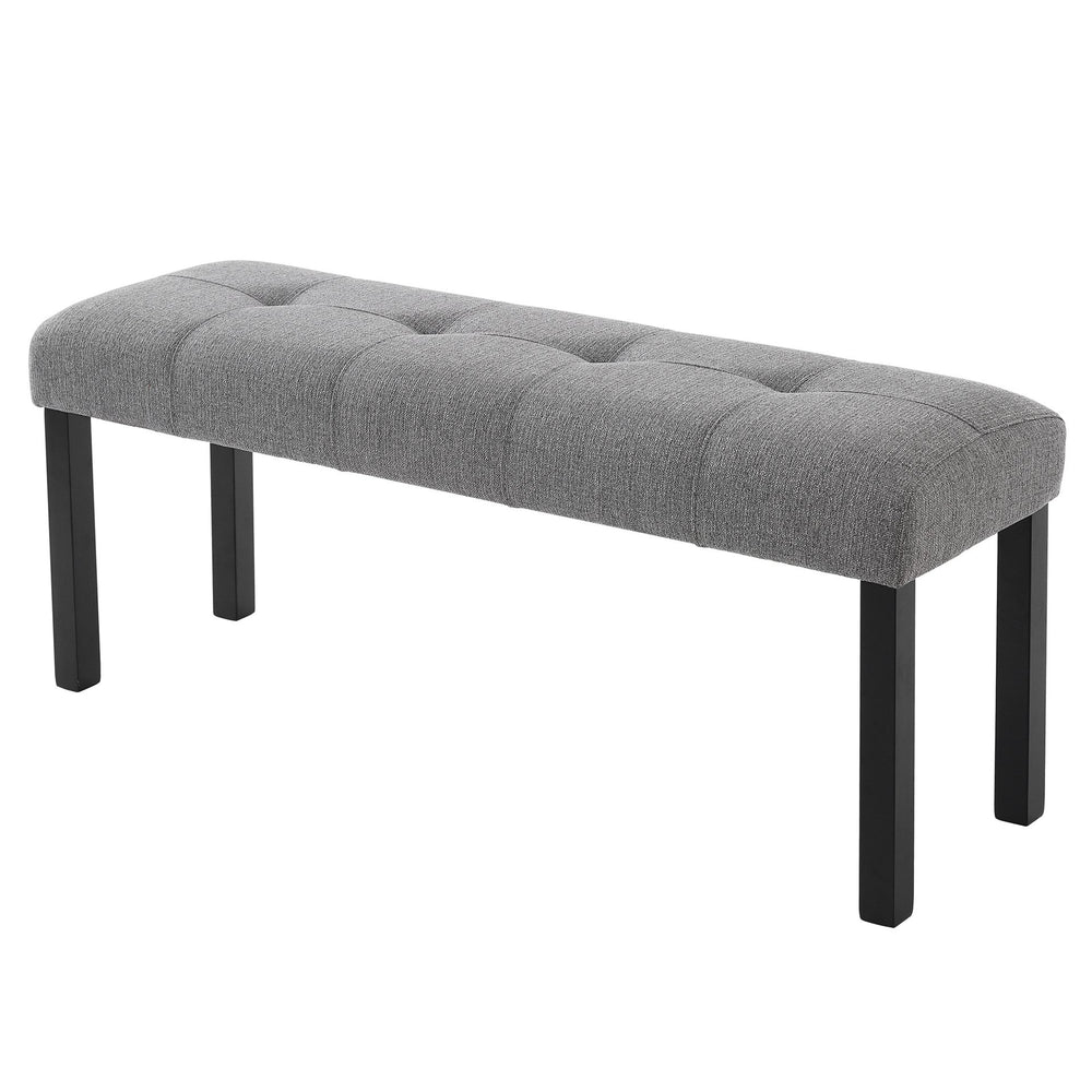 English Elm Modern Tufted Linen Dining Bench with Button-Tufted Seat and Rubber Wood Legs for Entryway Seating Gray N752P317335E
