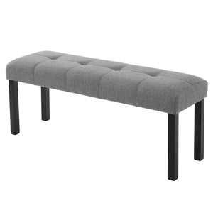 English Elm Modern Tufted Linen Dining Bench with Button-Tufted Seat and Rubber Wood Legs for Entryway Seating Gray N752P317335E