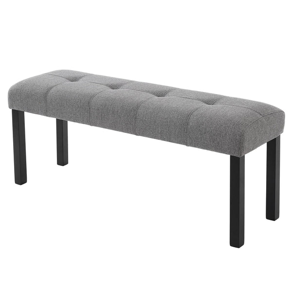 English Elm Modern Tufted Linen Dining Bench with Button-Tufted Seat and Rubber Wood Legs for Entryway Seating Gray N752P317335E