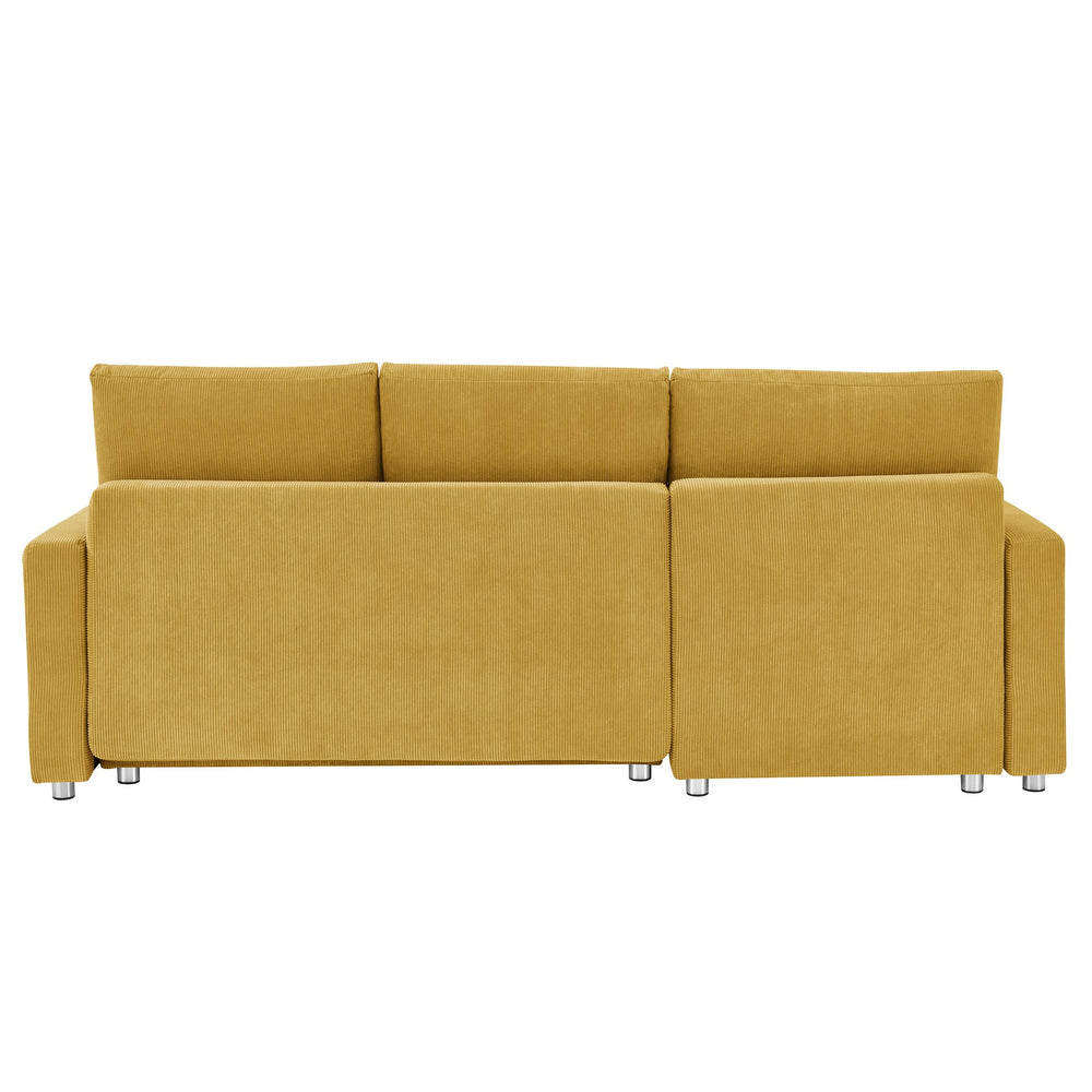 English Elm L L Shaped Convertible Sleeper Sofa Bed with Reversible Chaise, Pull-Out Bed, Hidden Storage Covers Yellow W1117S00115
