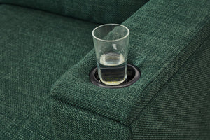English Elm 67.7" Modern Loveseat Sofa with Cup Holders and Hidden Storage, Polyester Upholstery, Solid Wood Frame Green W1097S00193