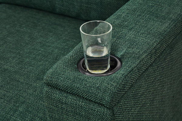 English Elm 67.7" Modern Loveseat Sofa with Cup Holders and Hidden Storage, Polyester Upholstery, Solid Wood Frame Green W1097S00193