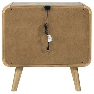 English Elm Winston Retro Light Ash 2-Drawer Nightstand with Felt-Lined Drawer, Rounded Edges, Tapered Legs B062P375525