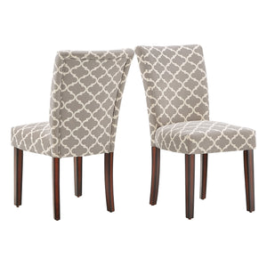 Homelegance By Top-Line Harmonn Moroccan Pattern Fabric Parsons Dining Chairs (Set of 2) Brown Rubberwood