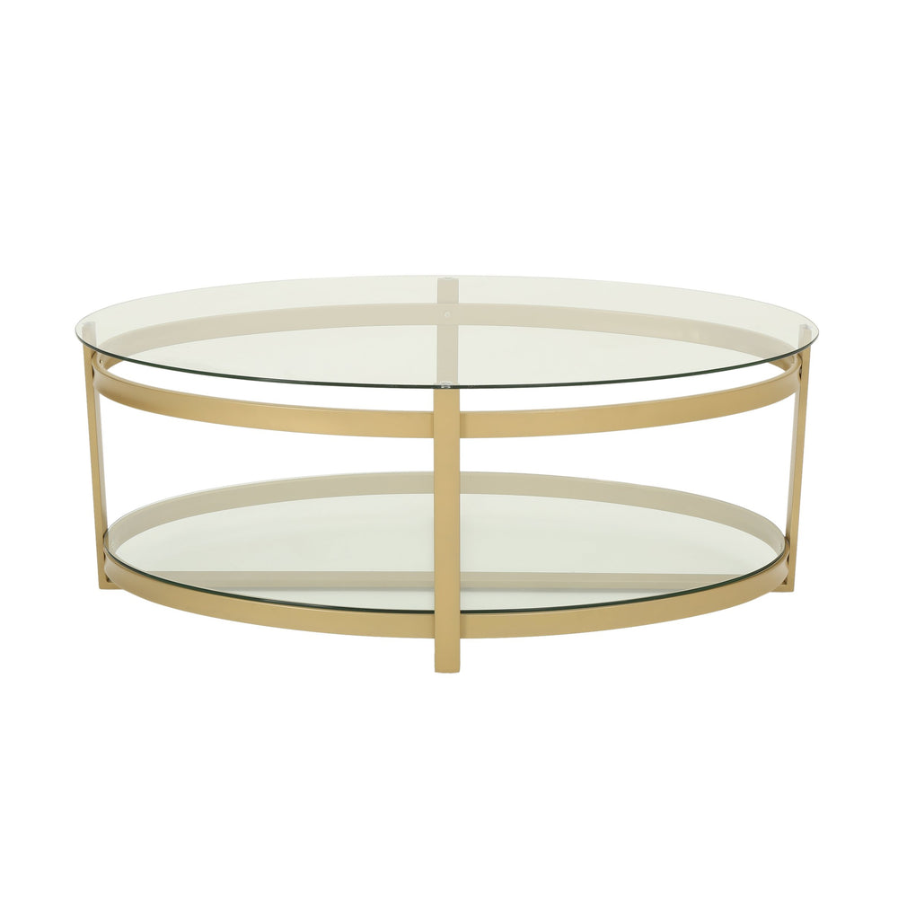 English Elm Christopher Knight Home® - COFFEE Antique Brass Glass Coffee Table 49" L Elegant Mid-Century Design Durable Tempered Top 63451.00