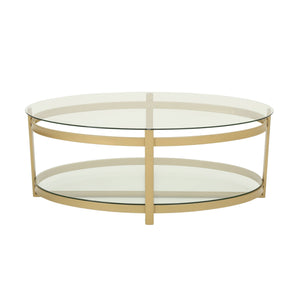 English Elm Christopher Knight Home® - COFFEE Antique Brass Glass Coffee Table 49" L Elegant Mid-Century Design Durable Tempered Top 63451.00