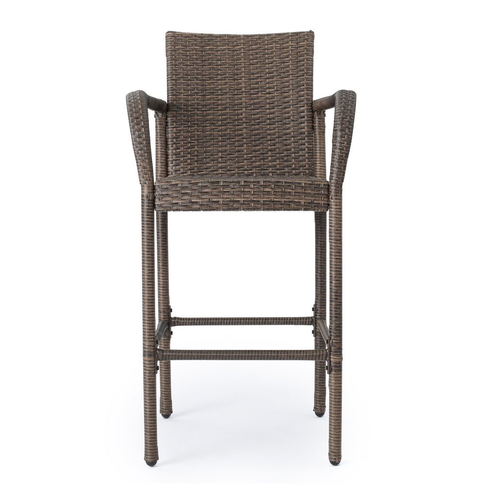 English Elm Christopher Knight Home® - Littleton Barstools Set Of 2 - Modern Wrapped-Wicker Style With Durable Iron Frame For Outdoors 57113.00MCA