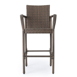 English Elm Christopher Knight Home® - Littleton Barstools Set Of 2 - Modern Wrapped-Wicker Style With Durable Iron Frame For Outdoors 57113.00MCA