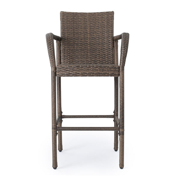 English Elm Christopher Knight Home® - Littleton Barstools Set Of 2 - Modern Wrapped-Wicker Style With Durable Iron Frame For Outdoors 57113.00MCA