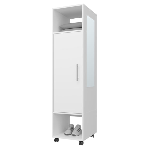 English Elm Summit Melamine Wardrobe with Mirror, Door & Open Storage — Space-Saving Modern Closet for Bedrooms B128P225195