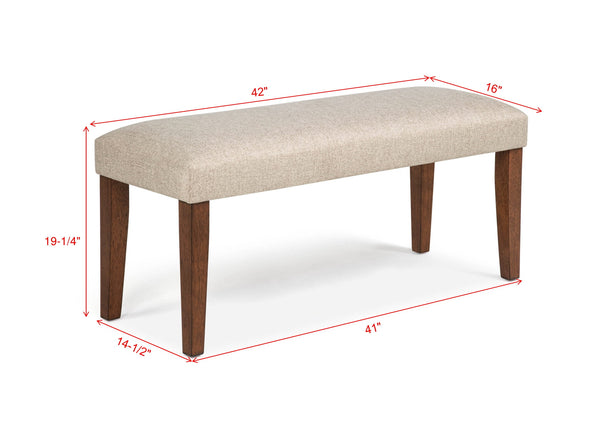 English Elm Mid-century1pc Plush Upholstered Bench with Warm Wood Finish — Mid-Century Dining Seat, 44.9" x16.5" x19.7" Brown 18.25 L x 45.5 W x 6.25 H B011P373672