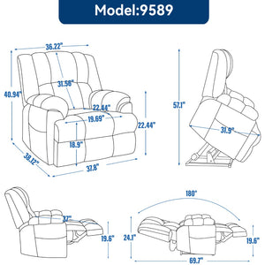 English Elm Dual Motor Power Lift Recliner Chenille Chair with Massage Heat and Infinite Positions Red W3224P288311