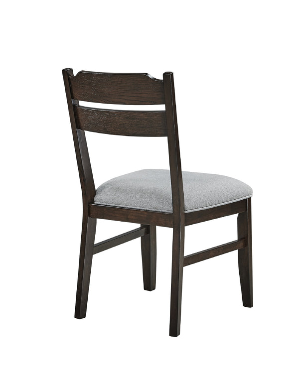 English Elm 2pc Dark Oak Dining Chairs with Gray Upholstered Seats, Solid Wood Frame, Stylish Comfort & Durability B2741P370879