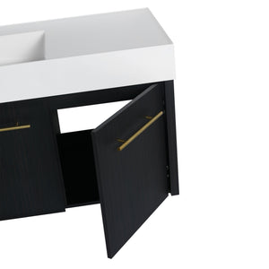 English Elm 48 Inch Wall-Mounted Bathroom Vanity With Sleek Resin Sink, Soft-Close Cabinet, Space-Saving Design W999S00263