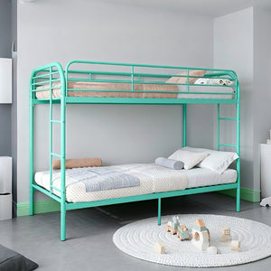 English Elm Metal Twin Over Bunk Bed Heavy Duty Frame Dual Ladder Kids Shared Room Green W3752P412391
